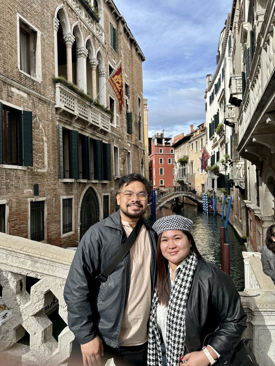 In a Venice canal street with Pia